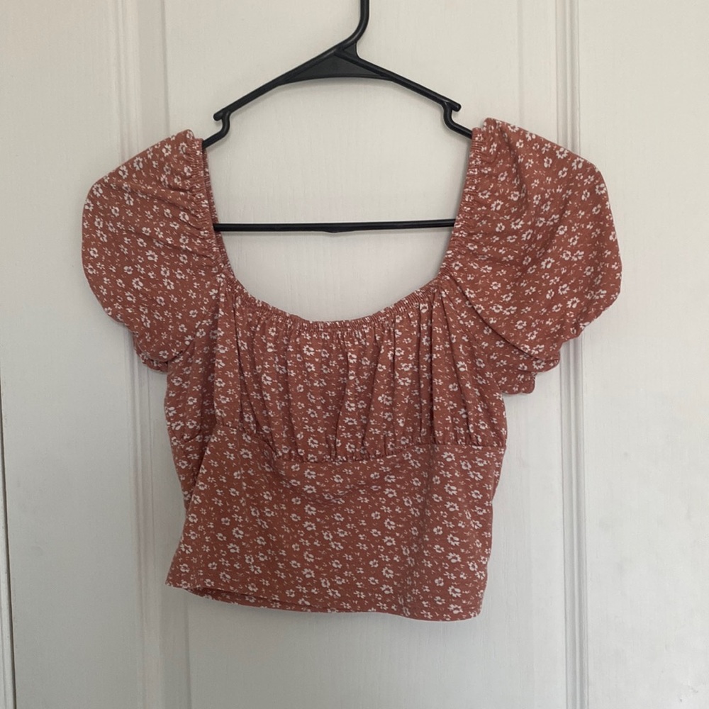Pink floral crop top